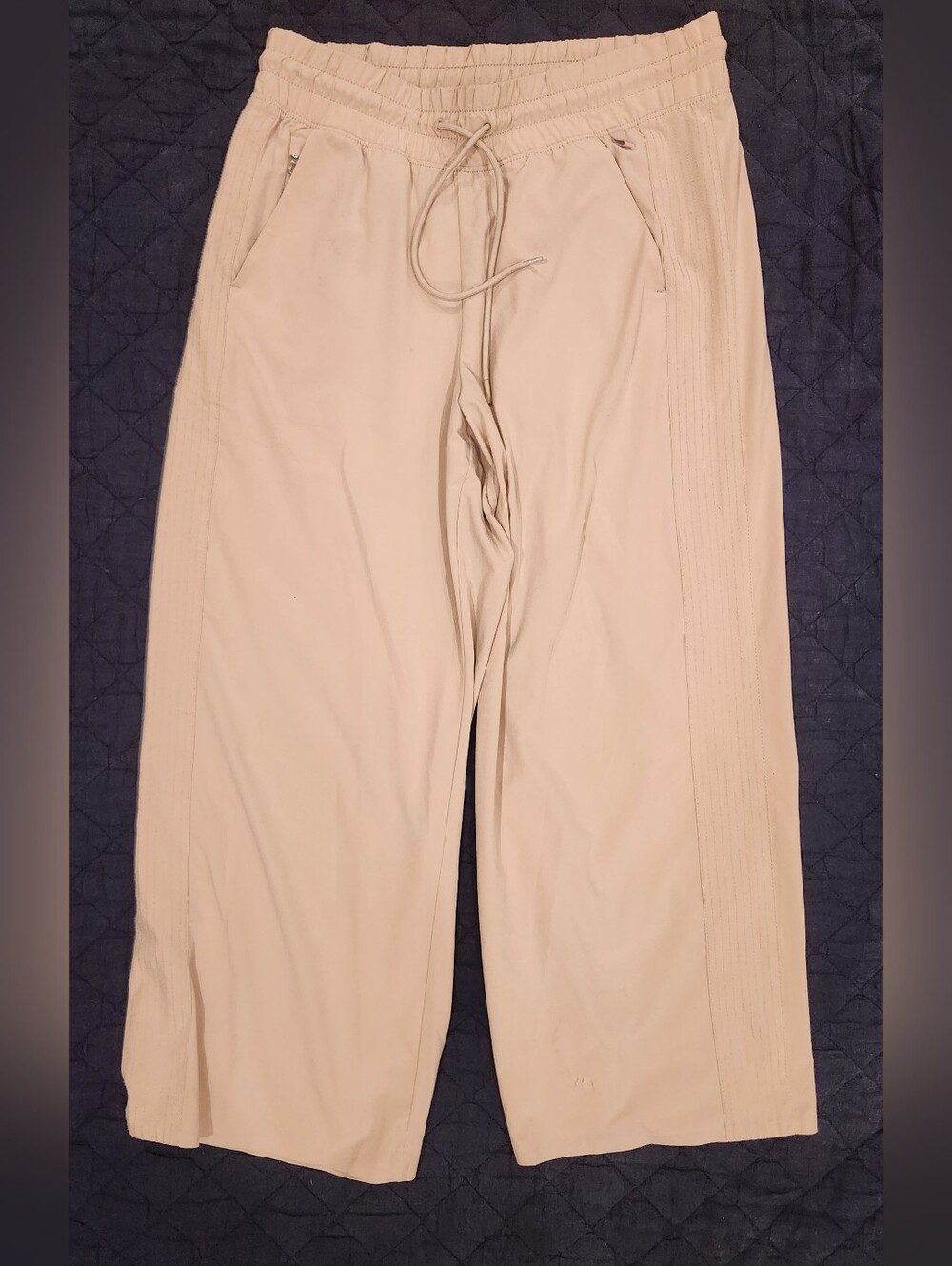 Athleta Beige Wide-Leg Drawstring Track Pants